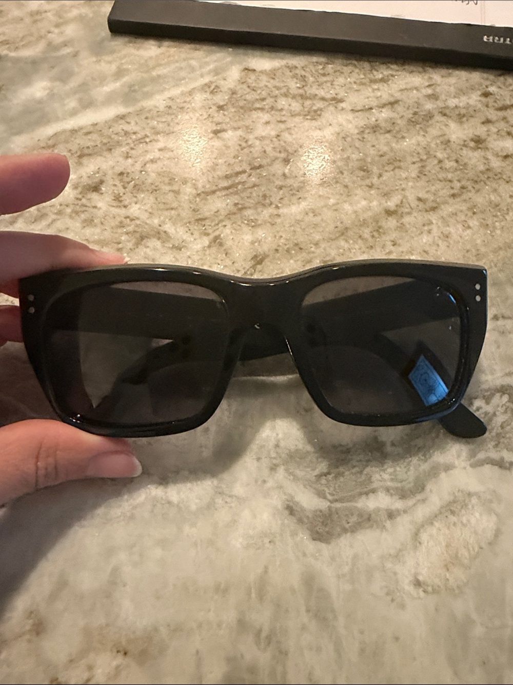 CELINE Black Oversized Square Acetate Sunglasses - Chic Polarized Sunnies